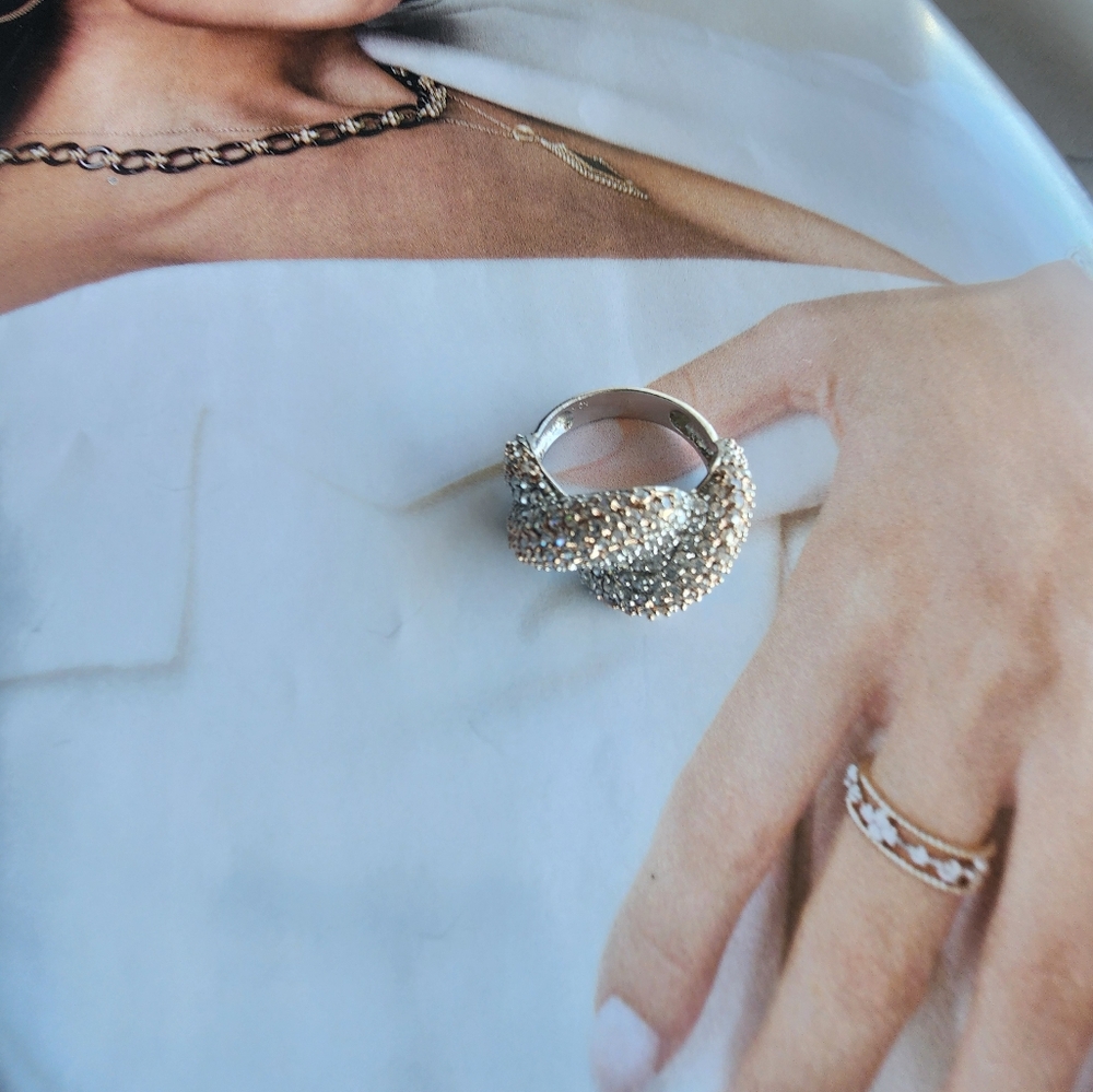 Elegant Gold and Silver Ring.925 STERLING SILVER size 6.5 - Picture 11 of 11